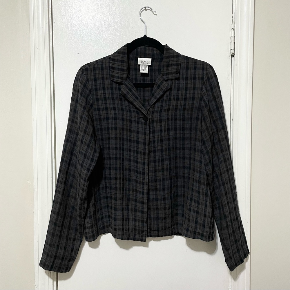 Vtg 90s Eileen Fisher S Linen Silk Blend Top